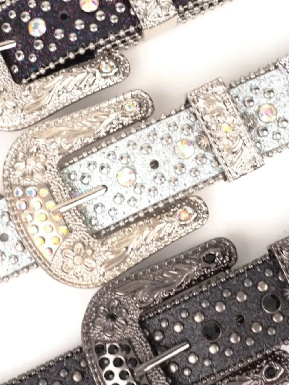 Rhinestone Belt Goth Bling Belt Sparkly Leather Western Cowboy Belt
